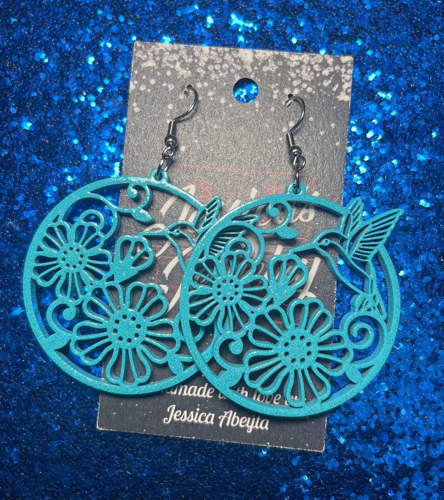 "Hummingbird hoop earrings"