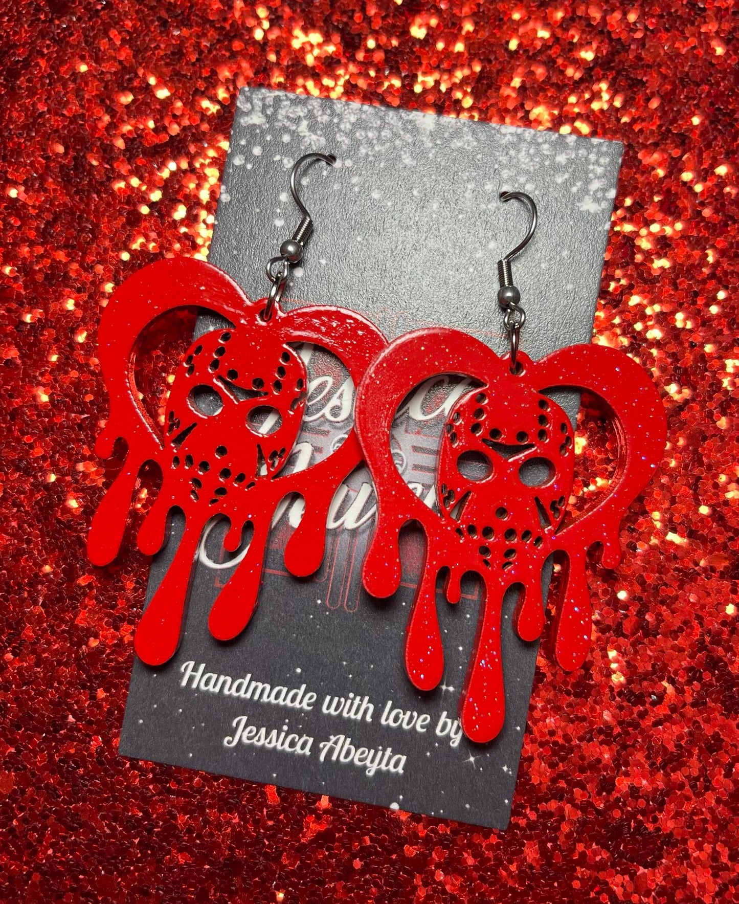 "Dripping Heart w/Jason" Earrings