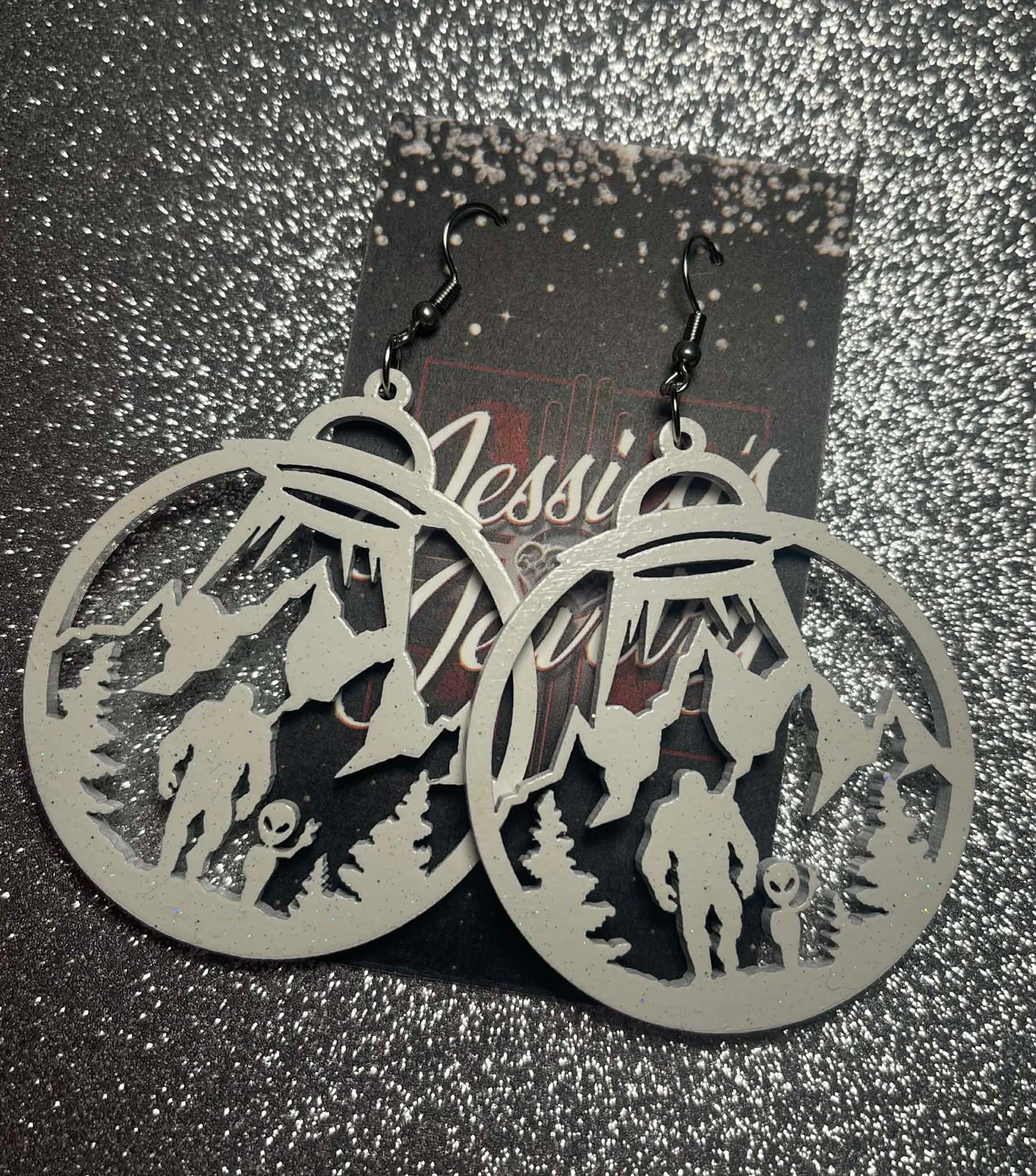 Sasquatch and Alien Hoop earrings