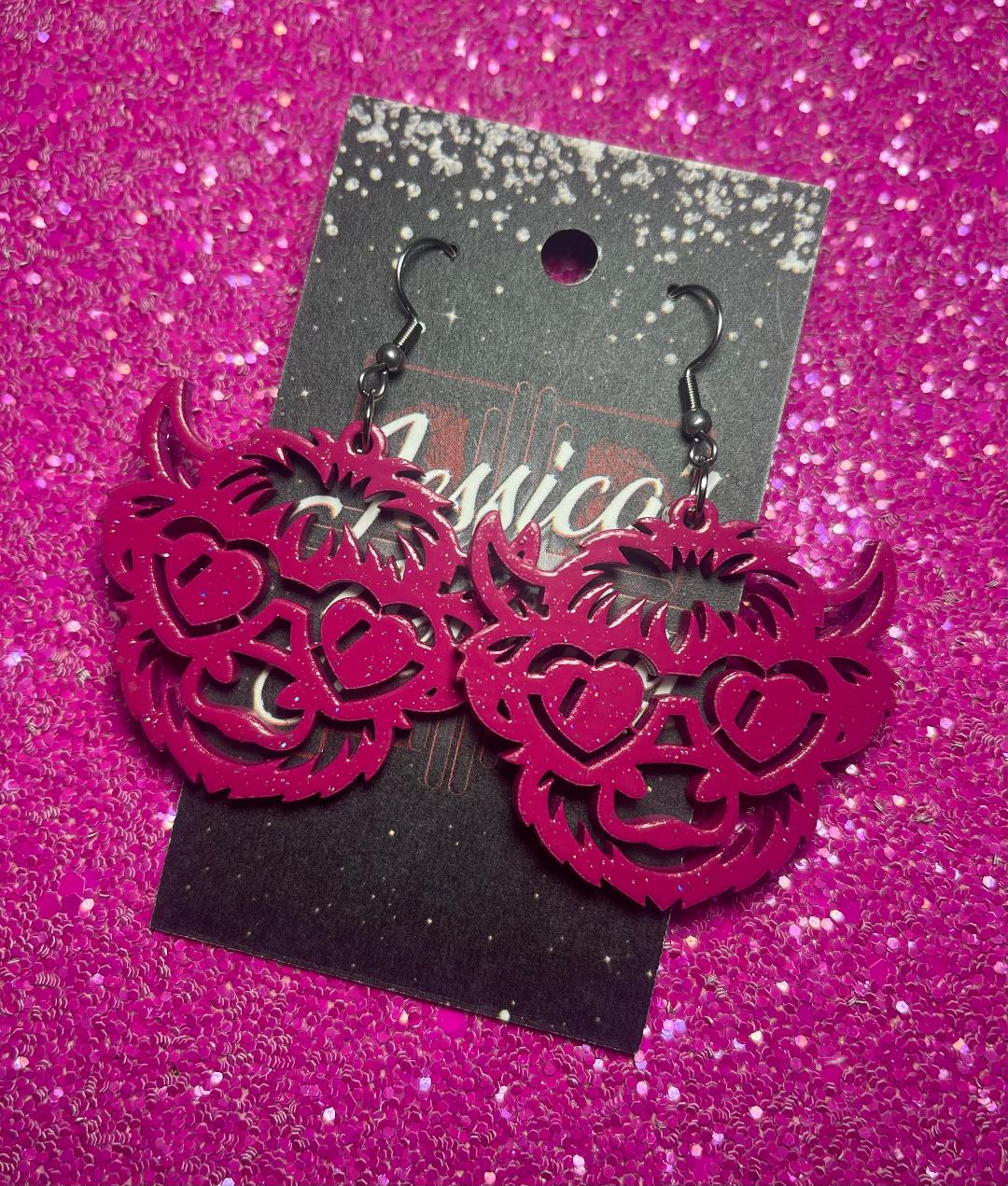 Highland Cow with Glasses earrings