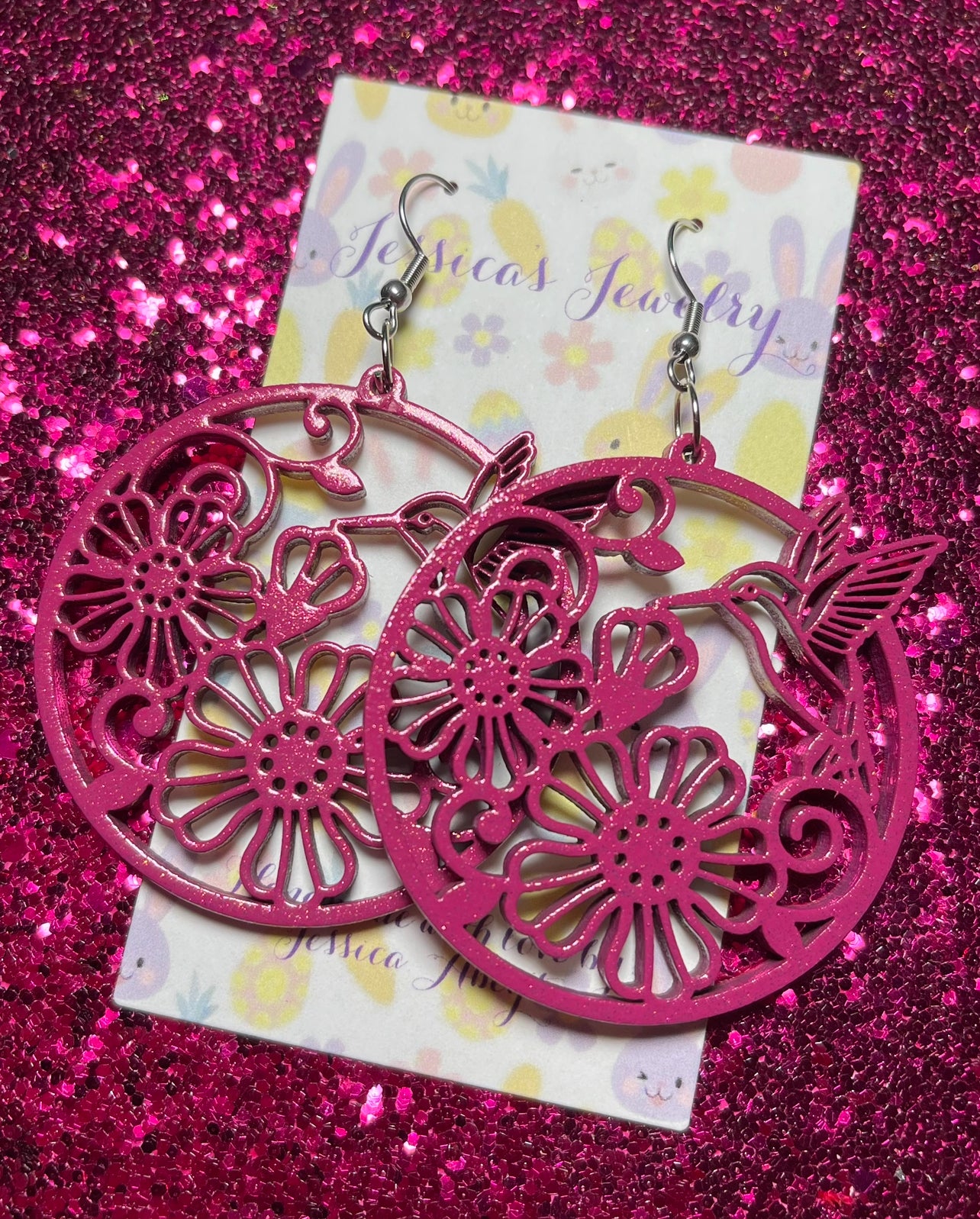 "Hummingbird hoop earrings"