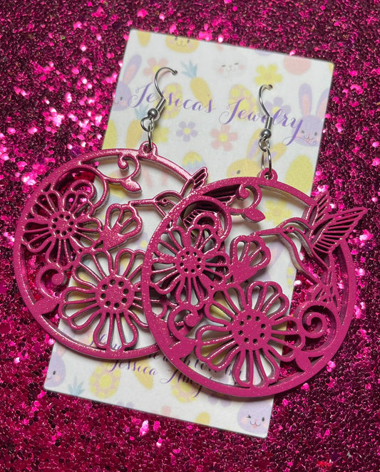 "Hummingbird hoop earrings"