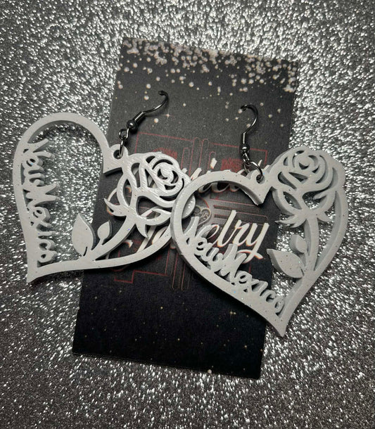 New Mexico Heart with Rose earrings
