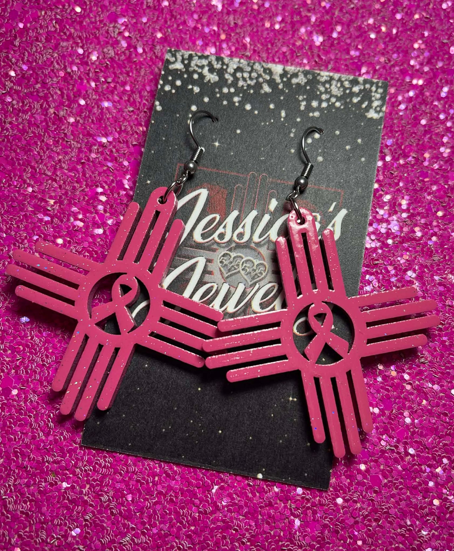 "Cancer Ribbon Zia earrings"