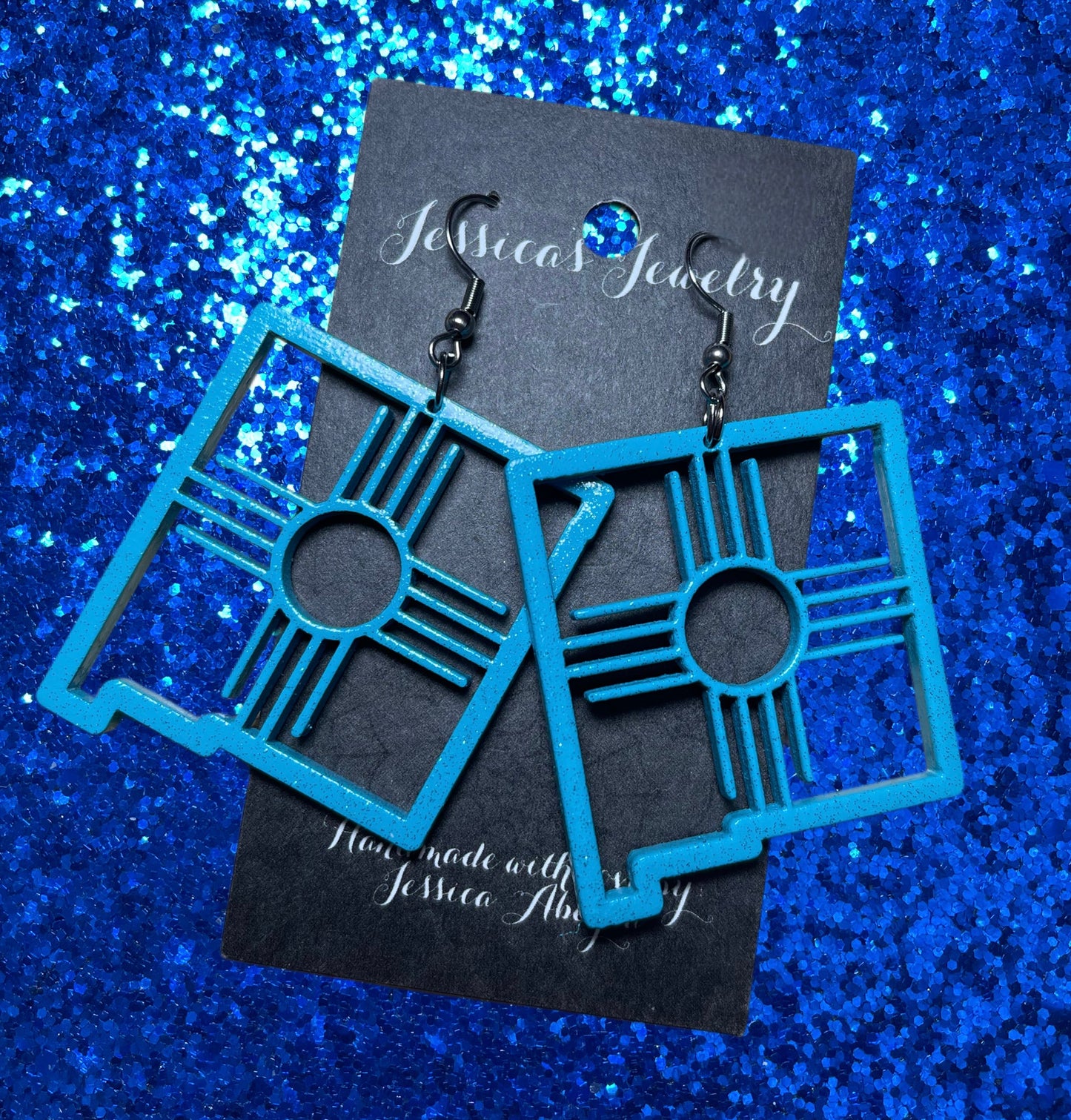 "New Mexico Outline W/ Zia" Earrings