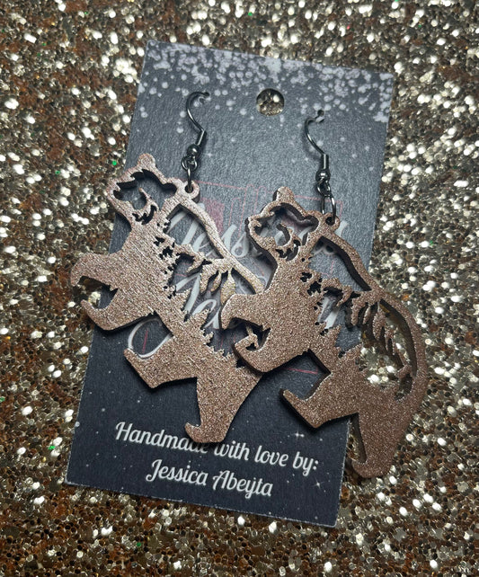 "Grizzly Bear w/mountains" earrings