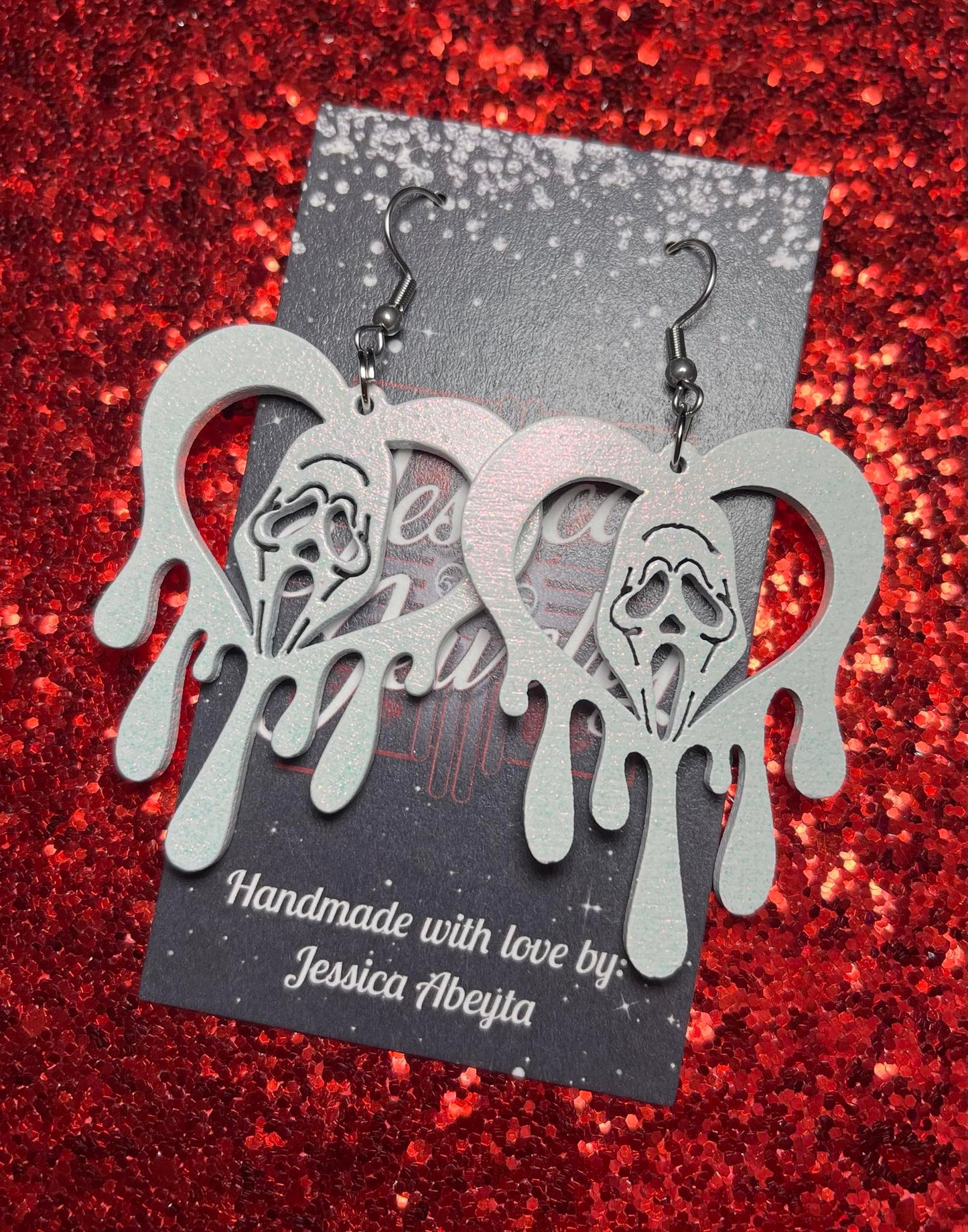 "Dripping Heart w/Ghostface" Earrings