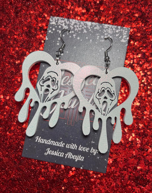 "Dripping Heart w/Ghostface" Earrings