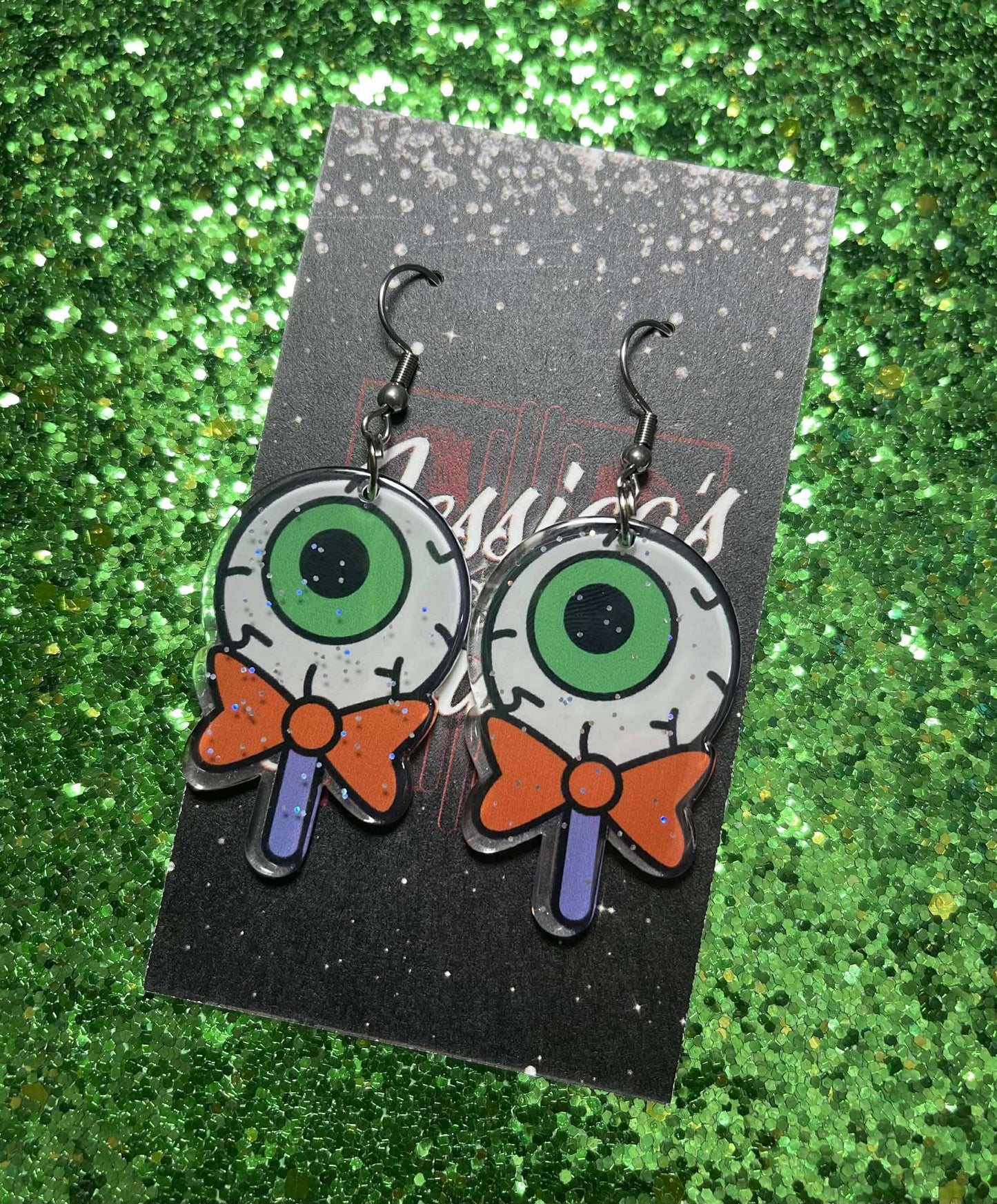 Glitter Acrylic Eyeball lollipop earrings