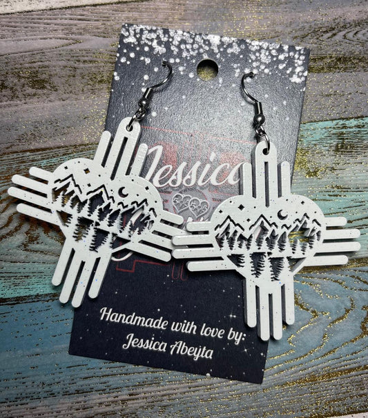 "Heart Zia w/Mountains" Earrings