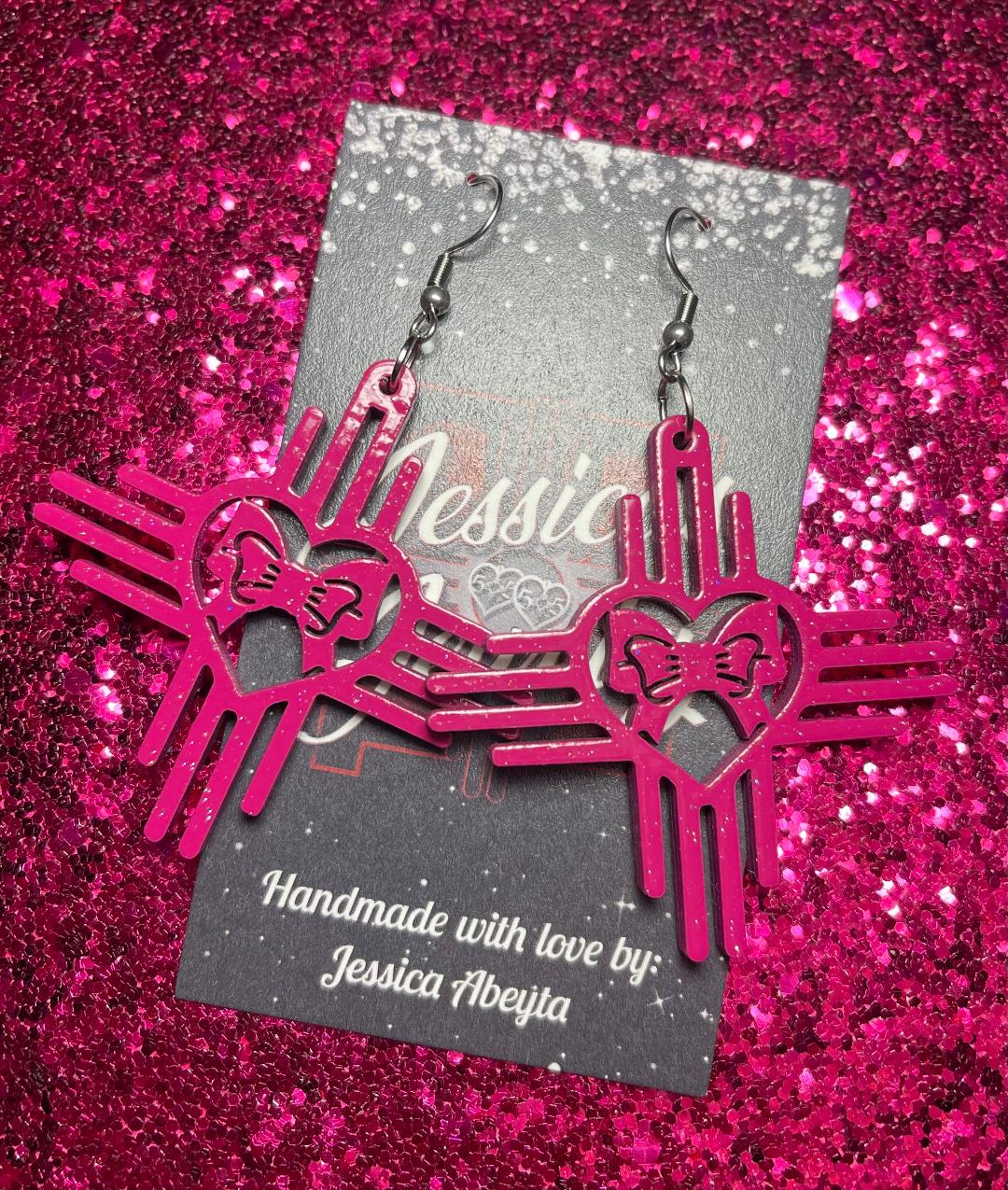 "Heart Zia w/Bow" Earrings
