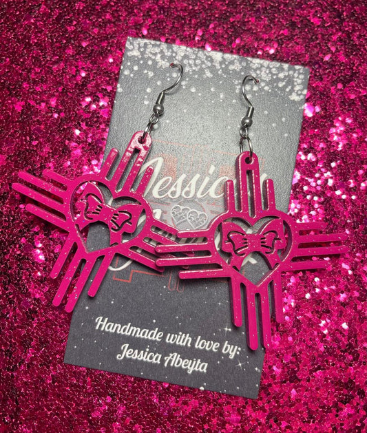 "Heart Zia w/Bow" Earrings