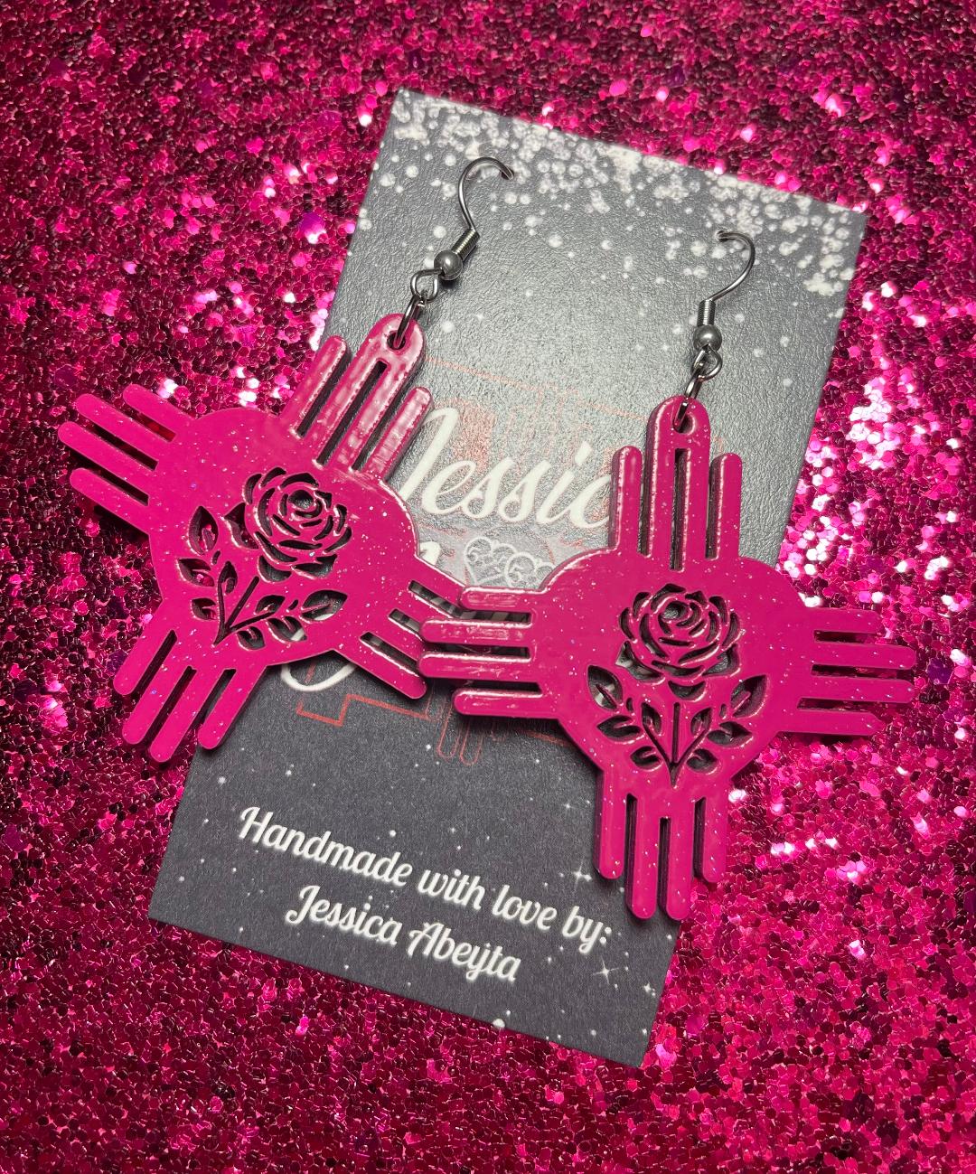 "Heart Zia w/Rose" Earrings