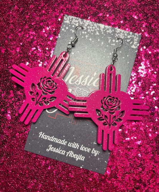 "Heart Zia w/Rose" Earrings
