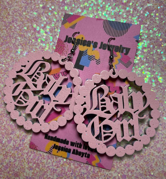 "Baby Girl" Hoop Earrings