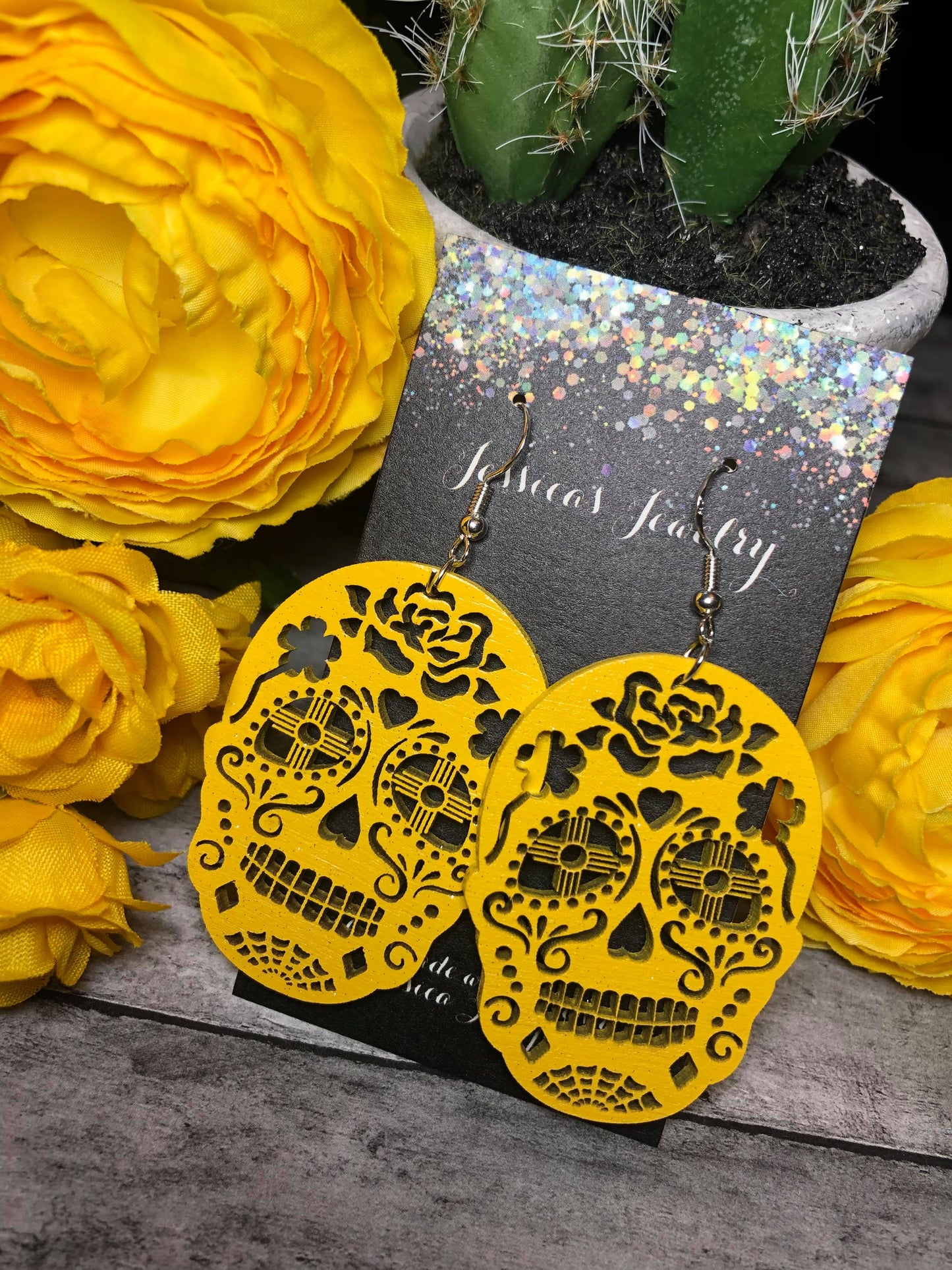 "Sugar Skull W/ Zia eyes" Earrings